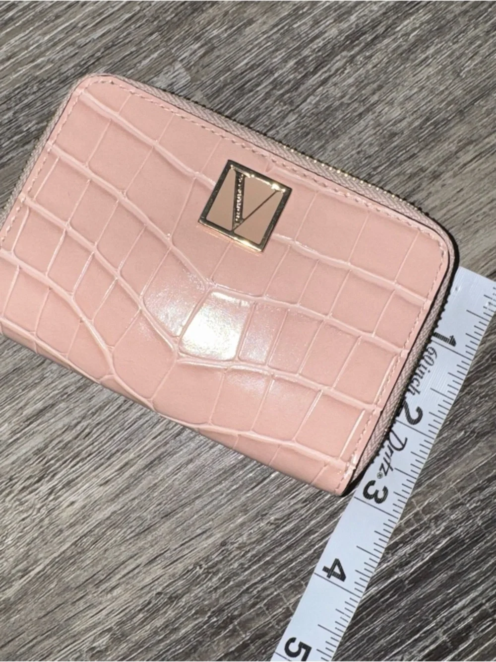 The Victoria Small Wallet By Victoria’s Secret Blush Sand Crocodile Embossed - Picture 9 of 9